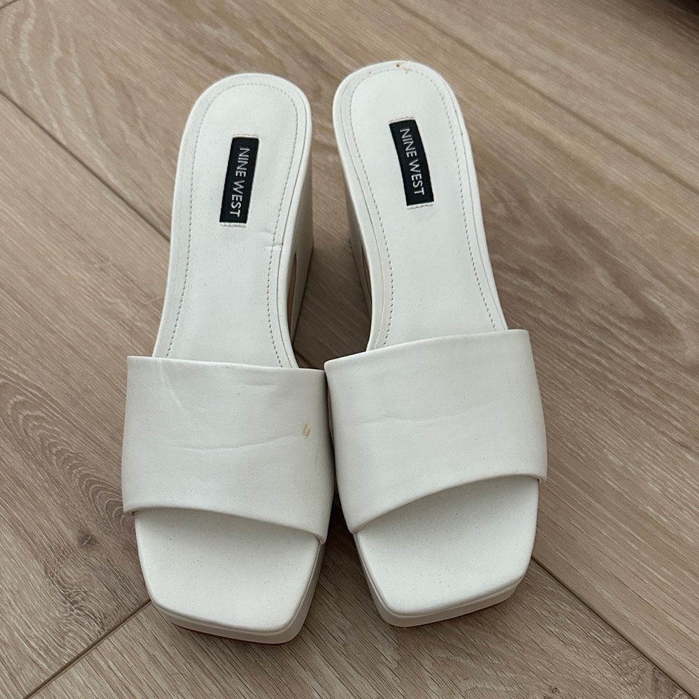 Nine West Cream Wedge Sandals